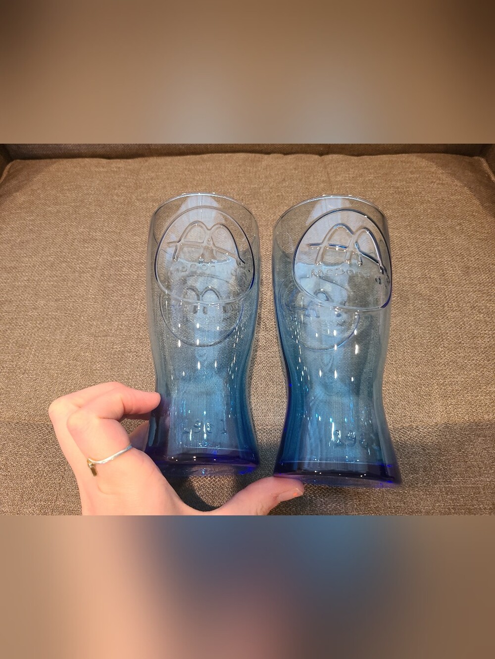 Vintage 1961 blue McDonald's commemorative drinking glasses